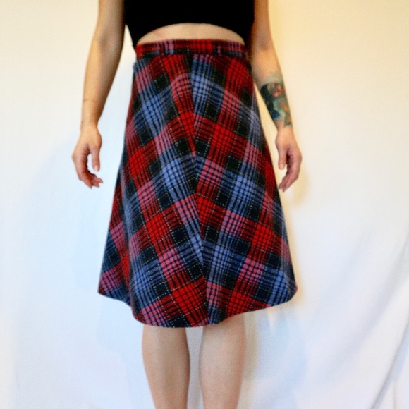 Plaid Vintage High Waisted Skirt - Picture 1 of 7